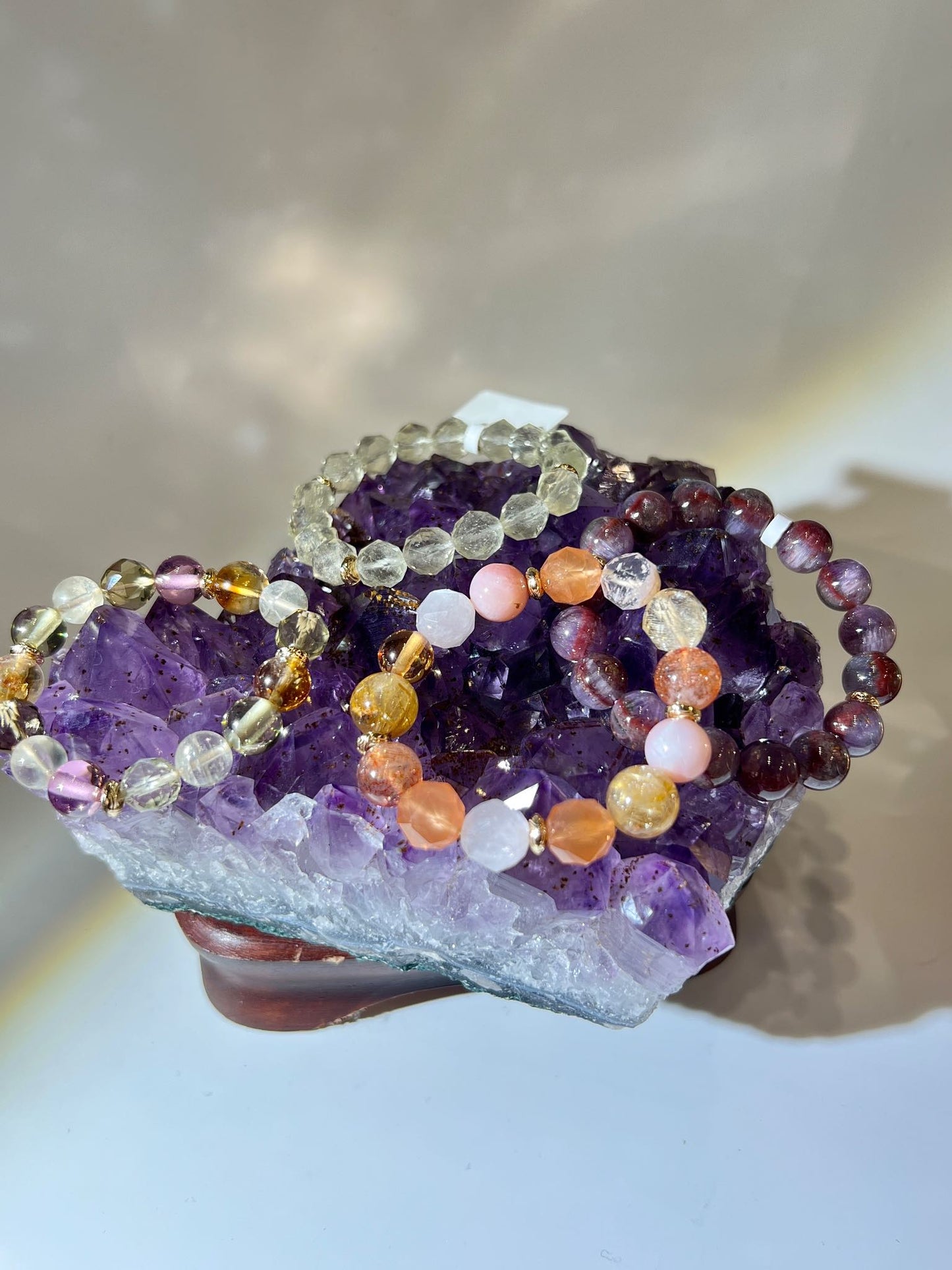 紫晶 紫晶簇 紫鈦晶 紫鈦晶簇 Cacoxenite Amethyst Cluster 南無水晶 風水擺設 紫晶原石功效