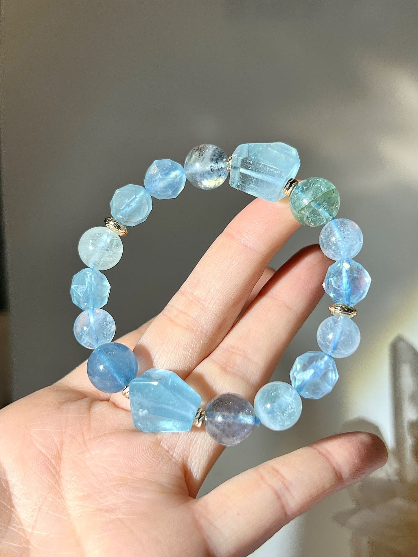 【限量訂制】海藍寶 × 湖水藍碧璽手串|表達清晰・信念穩定・強化喉輪