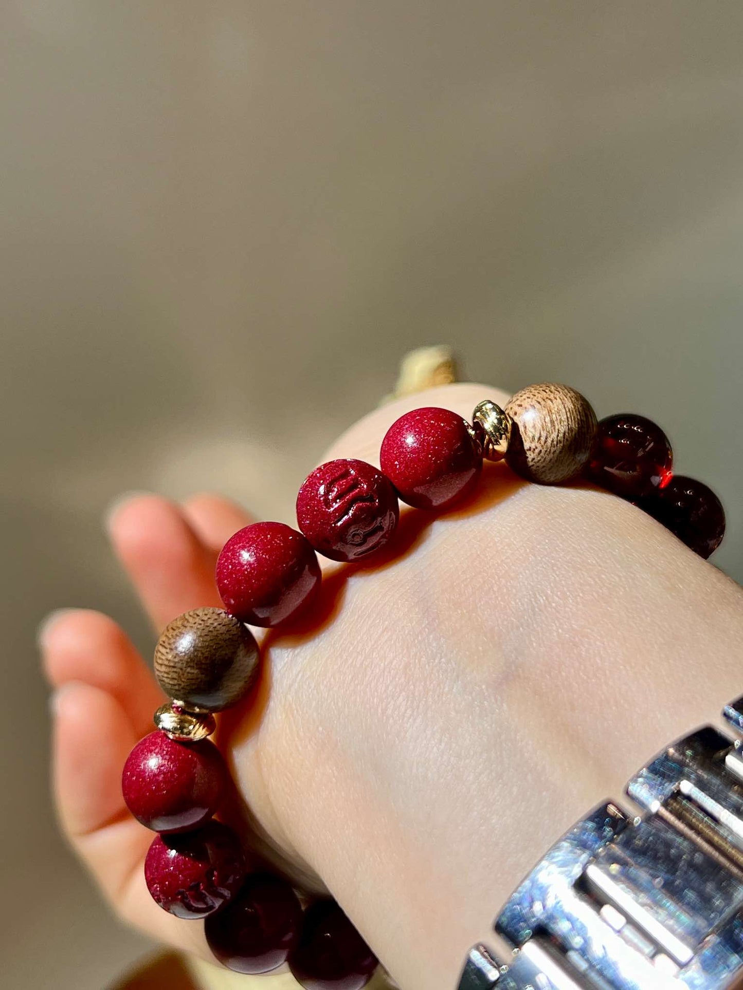 硃砂 香港硃砂 硃砂手鏈 水龍珠 紅色水龍珠 六字真言 檀香 檀香手鏈 南無水晶 namucrystal scandalwood bracelet cinnabar