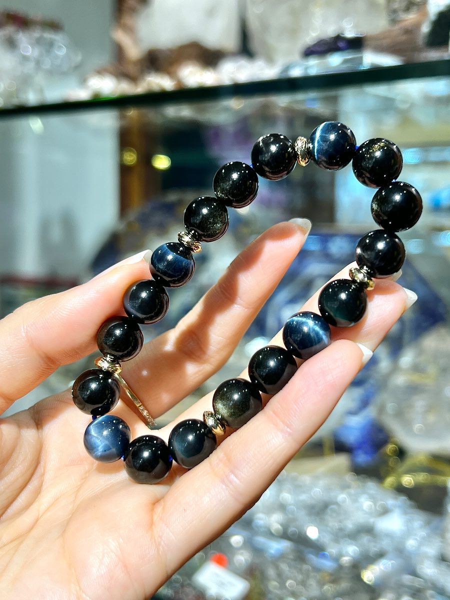 藍虎眼石+金曜石+彩曜石+銀曜石