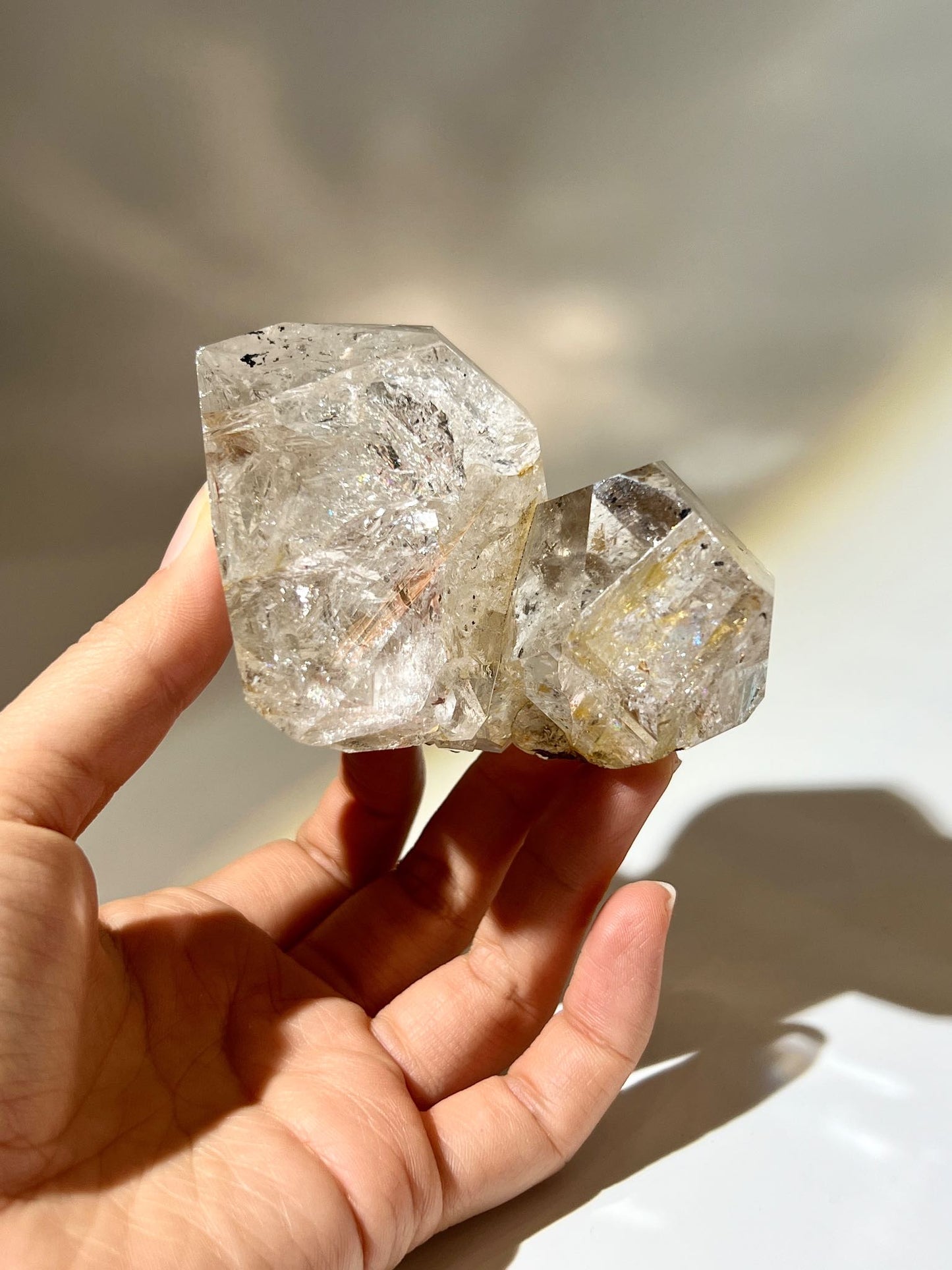 golden healer 美國閃靈鑽 赫基蒙閃靈鑽 閃靈鑽 閃靈鑽功效 香港閃靈 herkimerdiamond 水晶原石 雙尖水晶 美國閃靈鑽 白水晶