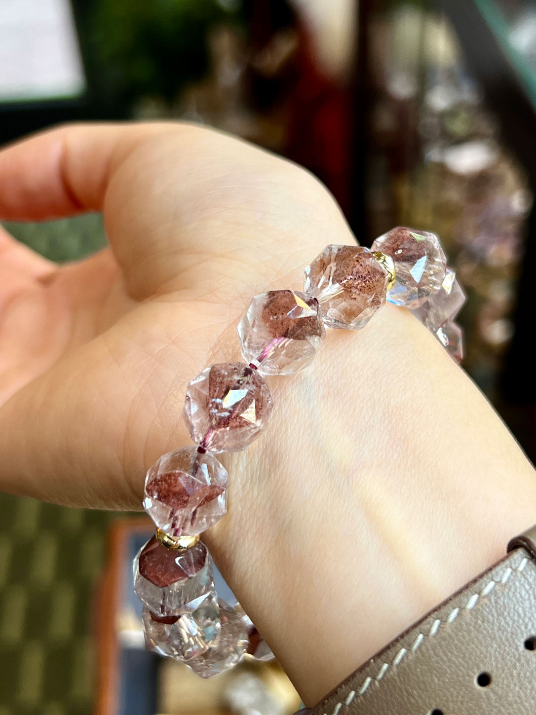 幽靈金字塔水晶手鏈星切