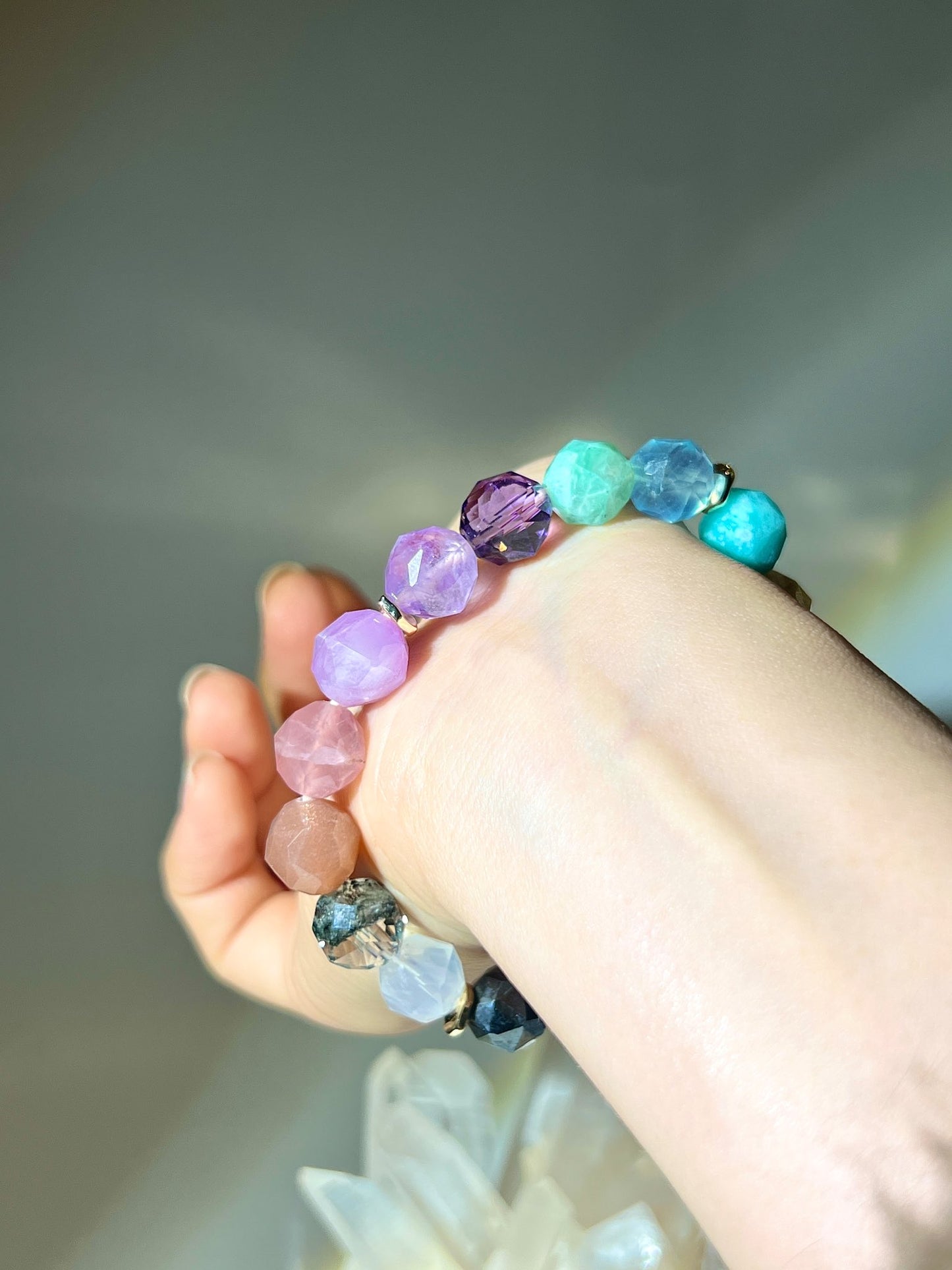 七輪水晶 七色水晶 7chakra crystal bracelet namucrystal 脈輪水晶 脈輪水晶手鏈