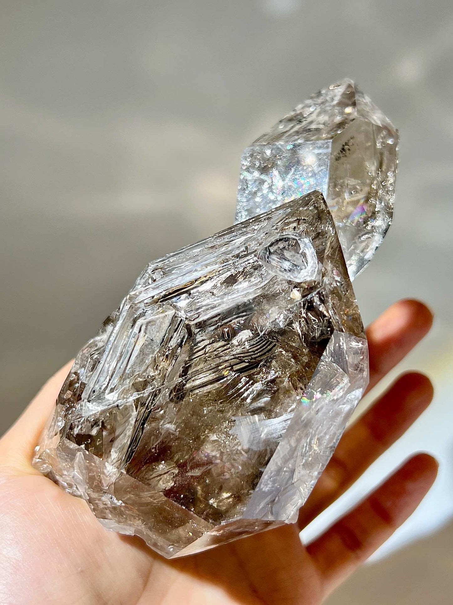 白泥水晶 骸骨閃靈鑽 骸骨水晶 skeletal Herkimer diamond 美國閃靈鑽 赫基蒙閃靈鑽 閃靈鑽 香港閃靈鑽 白水晶 白晶 水晶 天然水晶 南無水晶 namucrystal
