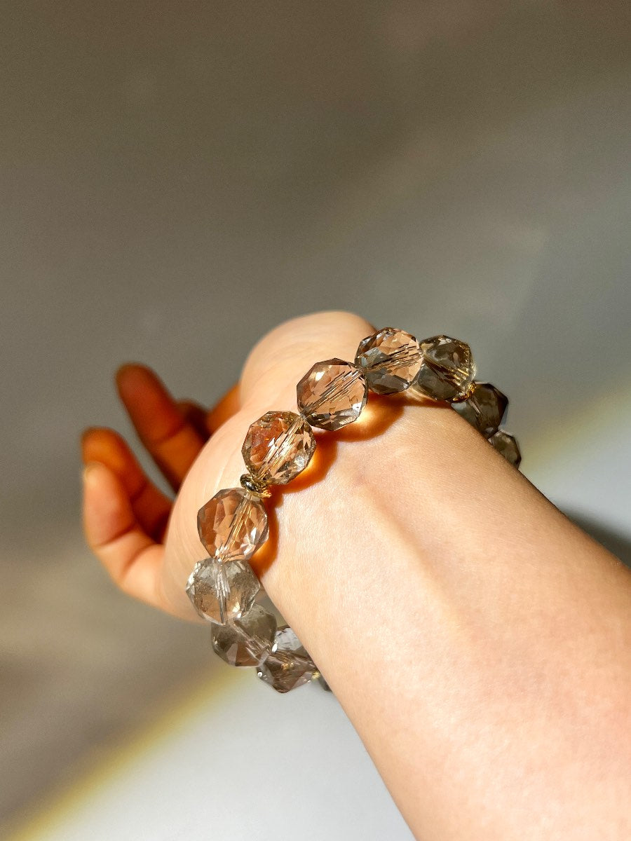 白幽靈+茶晶星切手鏈 (穩定頂輪, 下三輪, 有助運勢)