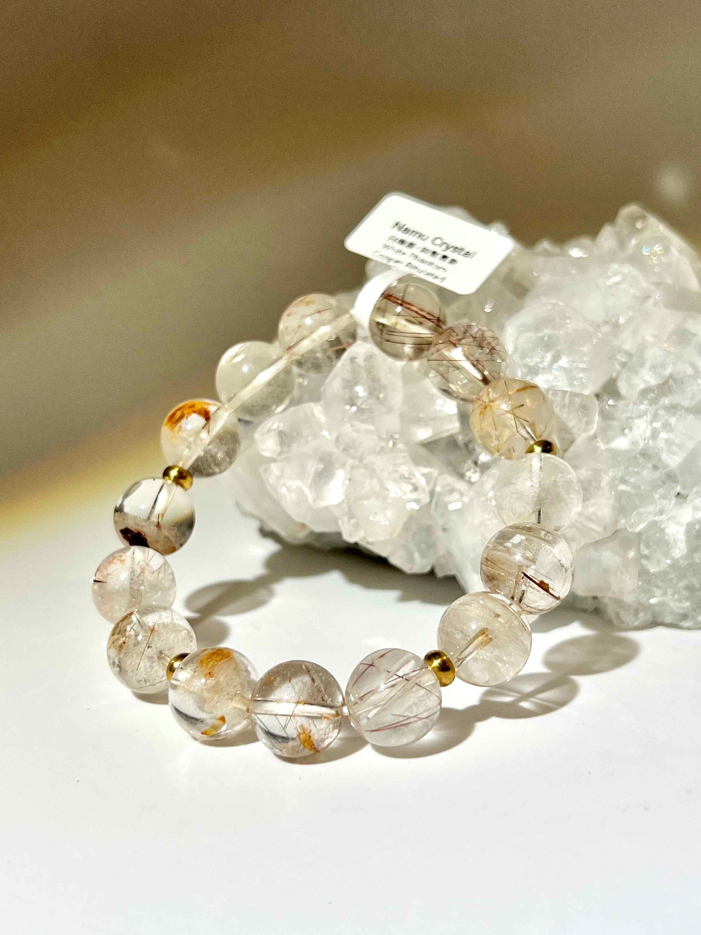 銅髮晶 白水晶 白幽靈手鏈 白幽靈 幽靈水晶 髮晶 金髮晶 白髮晶 香港水晶店 白色水晶 淨化水晶