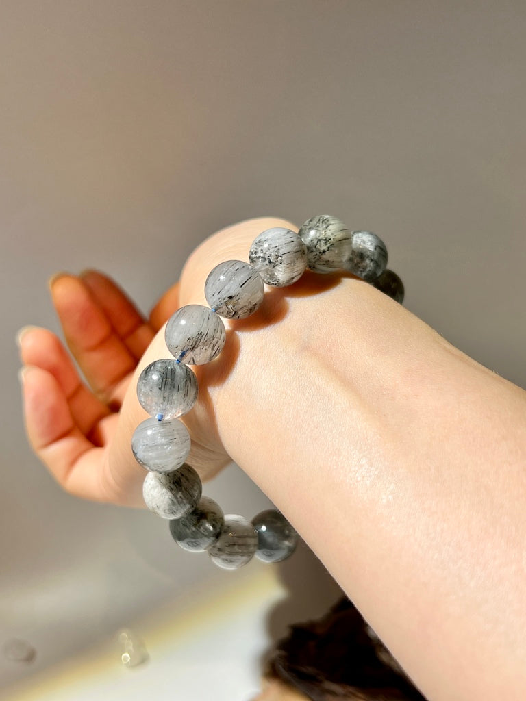 【Namu推薦!】罕有藍黑髮晶&白幽靈 10.6MM