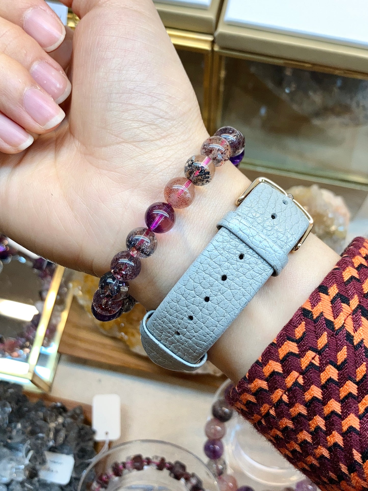 高級超級七手鍊 8mm (清透多礦)