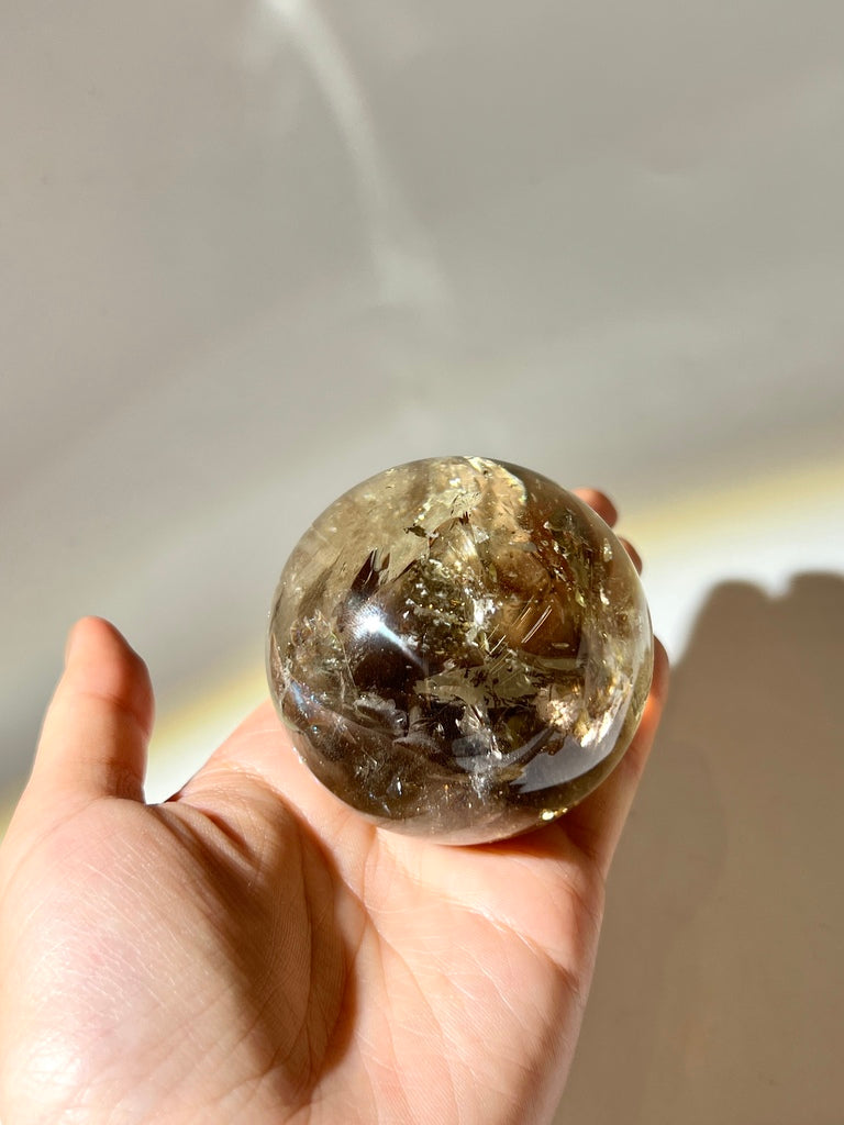 茶晶球 黃晶球 水晶球 阿賽石 晶球 彩虹球