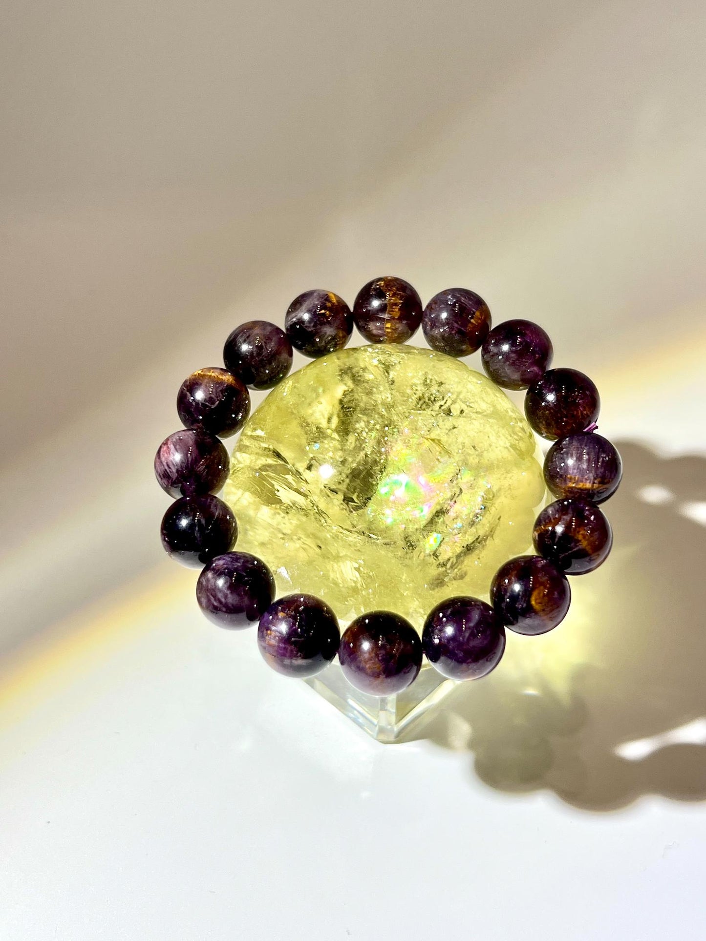 高品紫鈦晶手鏈 13mm Amethyst Rutilated Quartz 全貌展示