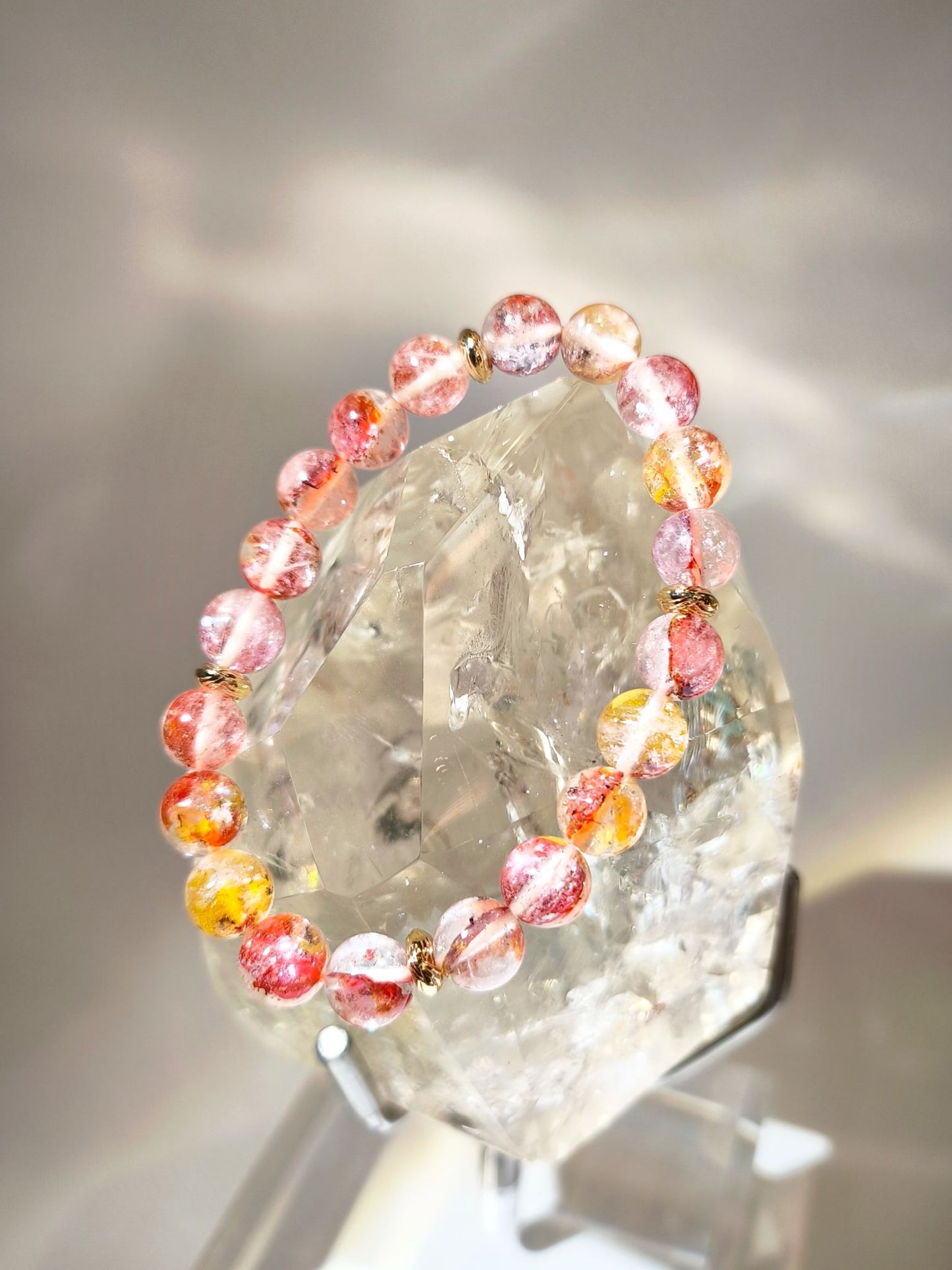 錦鯉膠花 膠花水晶 南無水晶 namu crystal 定制手串 脈輪定制服務 頌缽療愈 Hematoid quartz 錦鯉膠花功效 錦鯉膠花招財