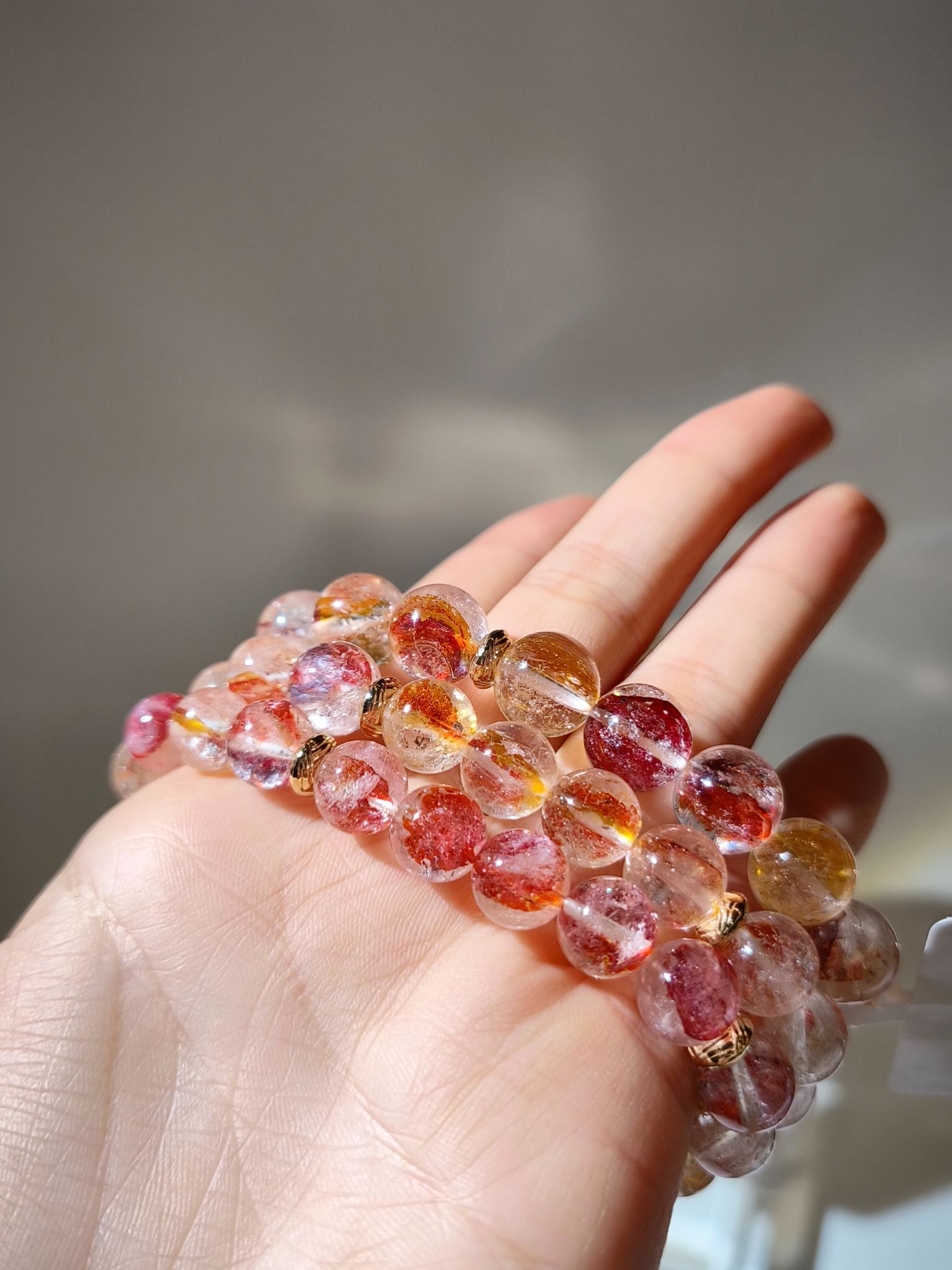 錦鯉膠花 膠花水晶 南無水晶 namu crystal 定制手串 脈輪定制服務 頌缽療愈 Hematoid quartz 錦鯉膠花功效 錦鯉膠花財運