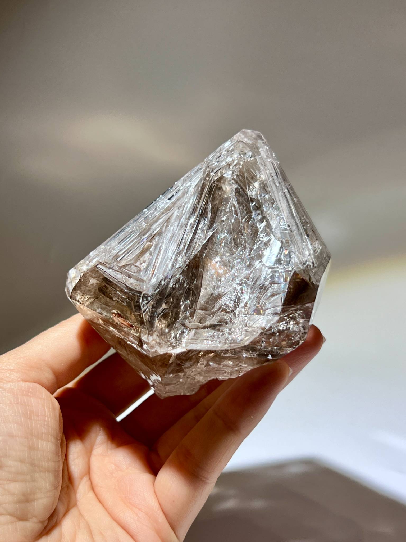 天然雙尖美國閃靈鑽 Smoky Herkimer Diamond Quartz