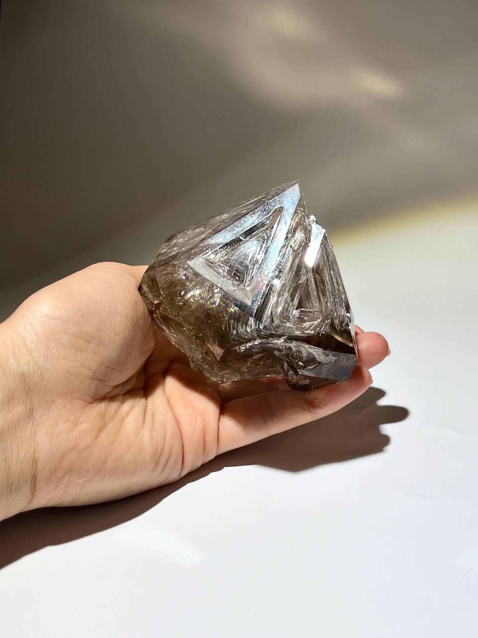 天然雙尖美國閃靈鑽 Smoky Herkimer Diamond Quartz