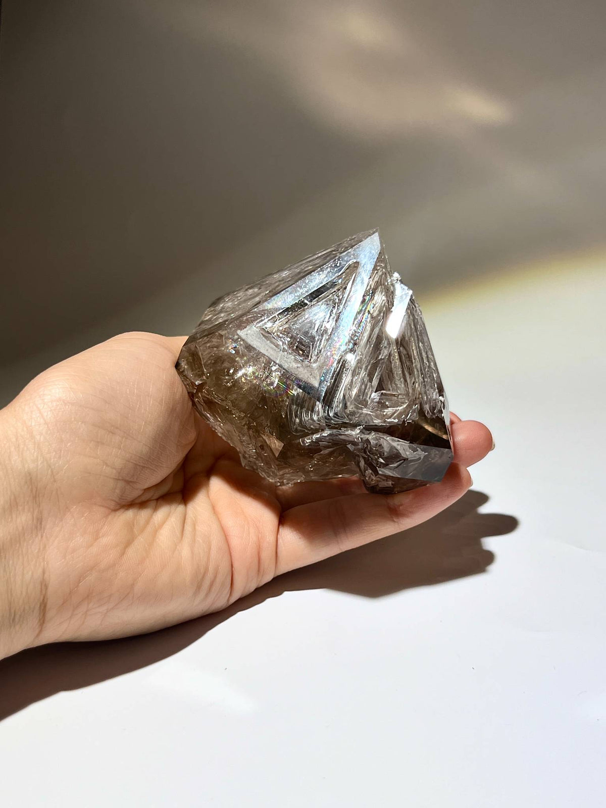 天然雙尖美國閃靈鑽 Smoky Herkimer Diamond Quartz