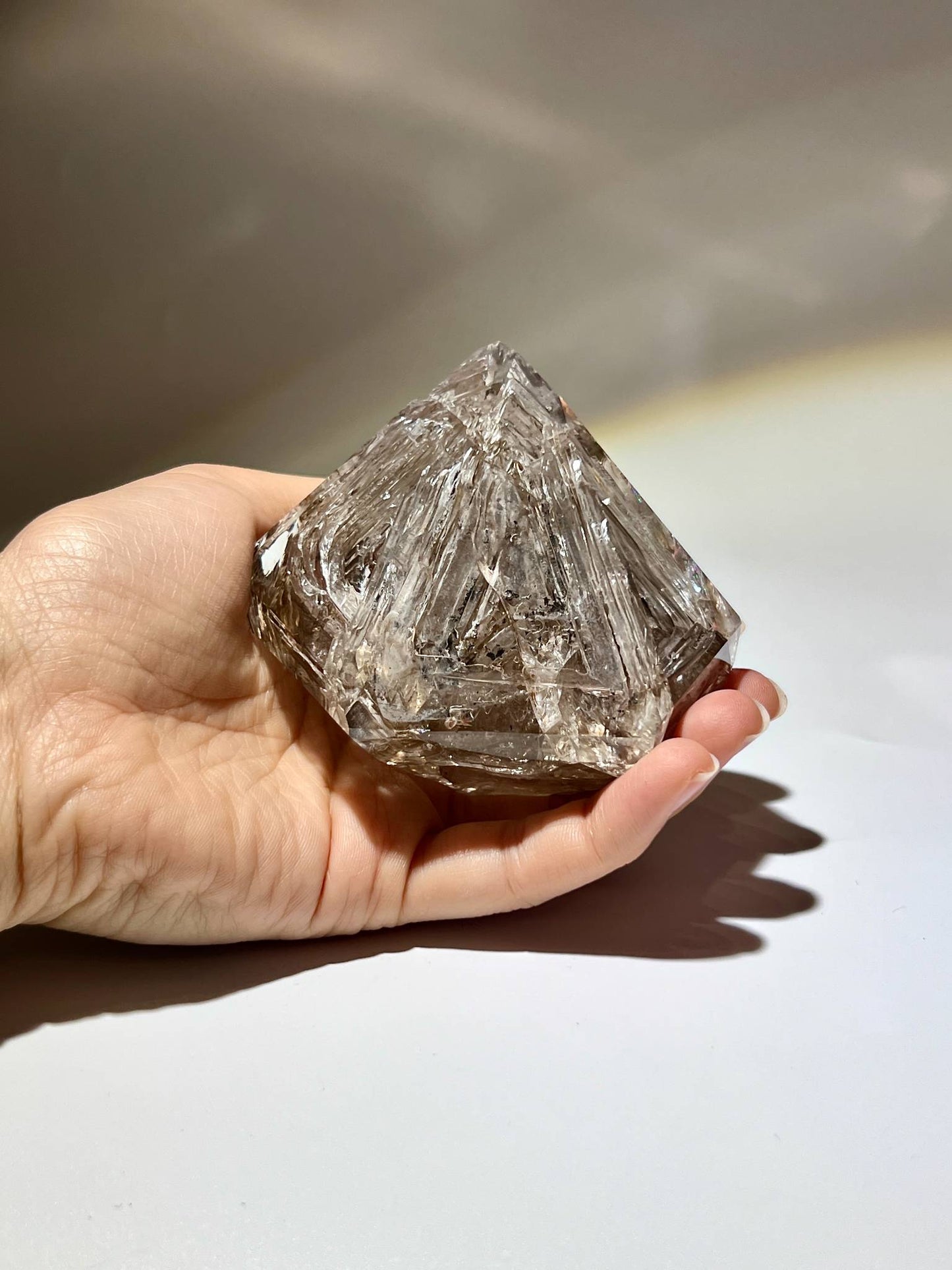 天然雙尖美國閃靈鑽 Smoky Herkimer Diamond Quartz