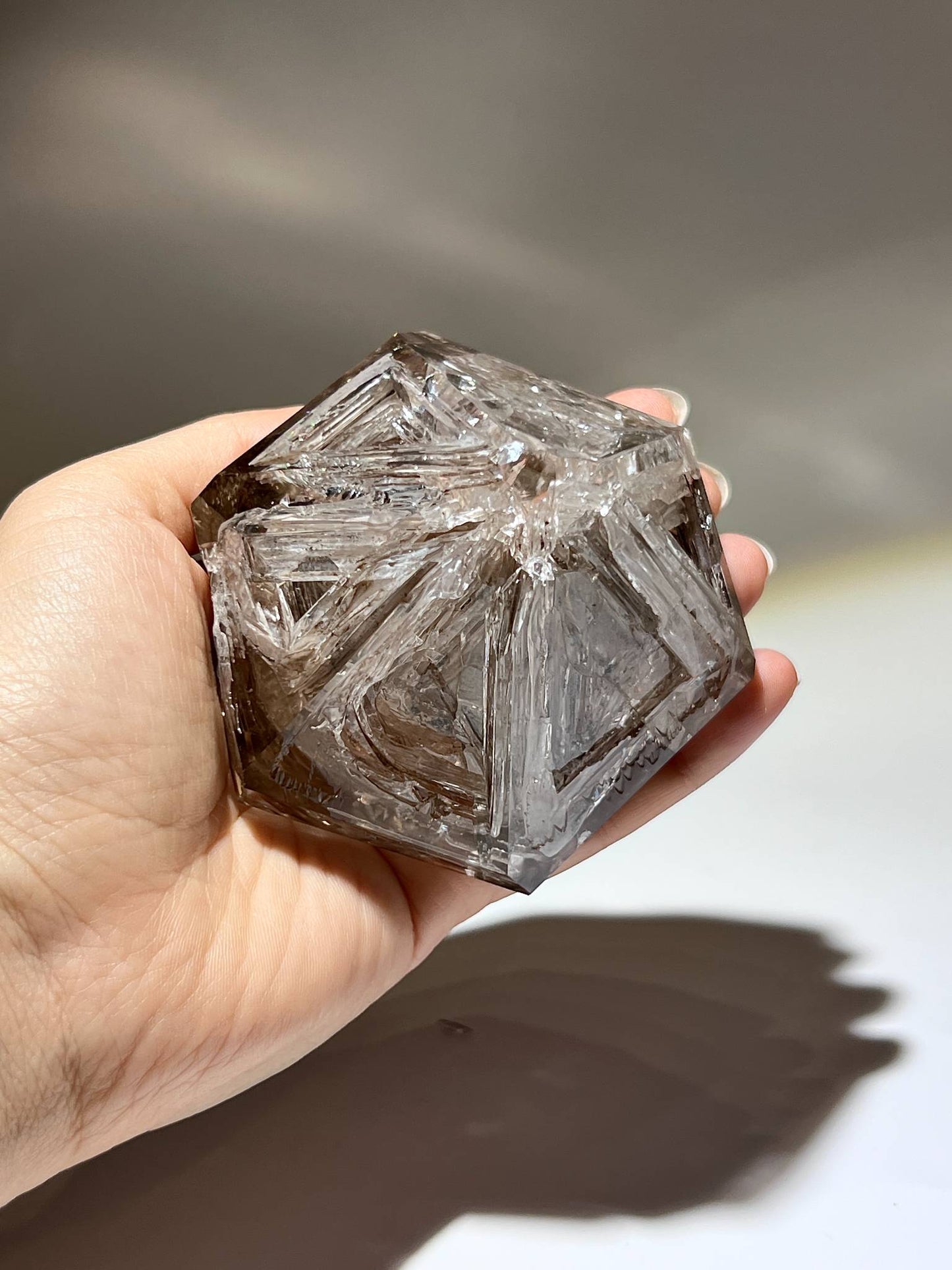 骸骨煙晶美國閃靈鑽天然雙尖水晶