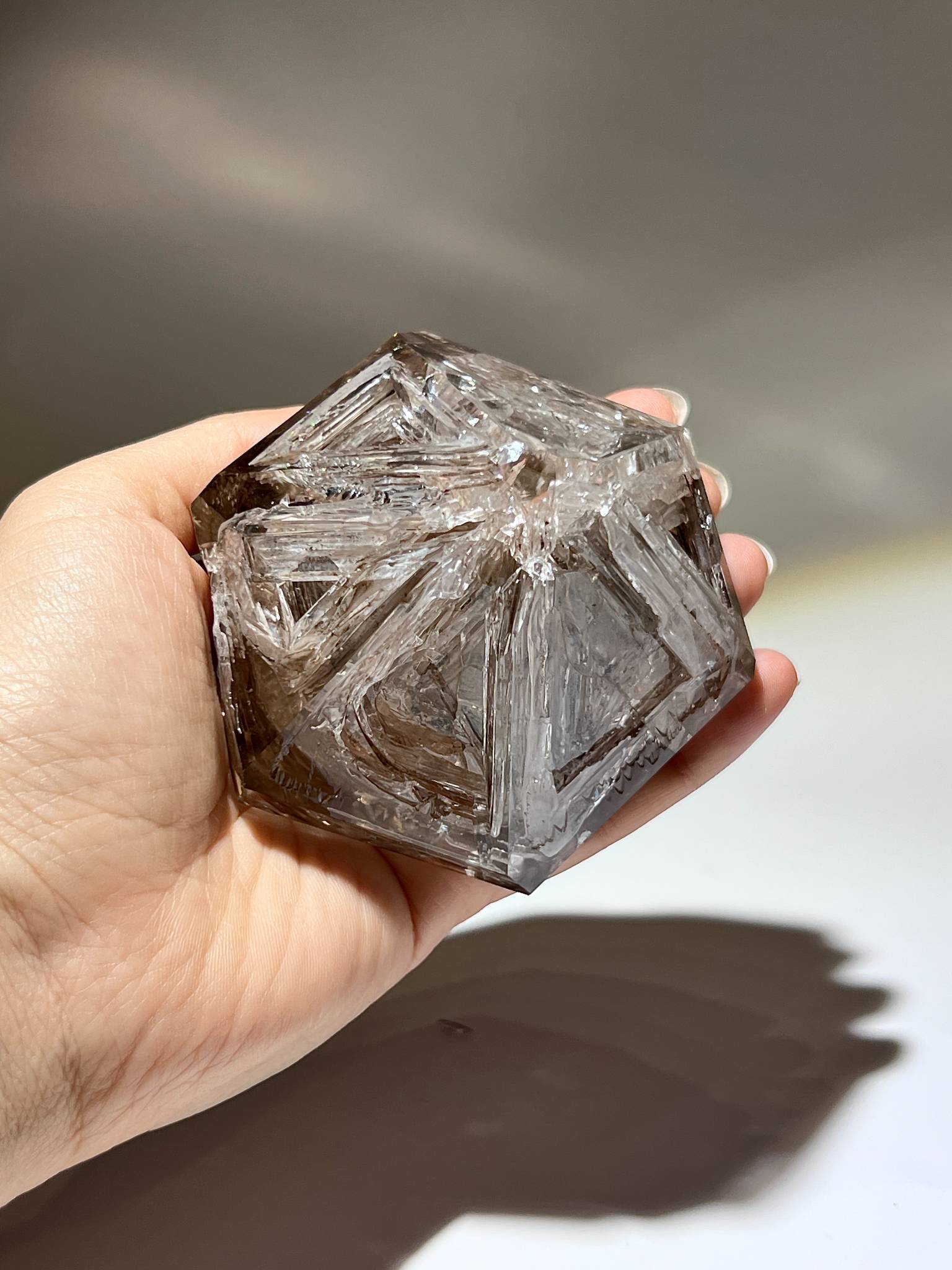 骸骨煙晶美國閃靈鑽天然雙尖水晶