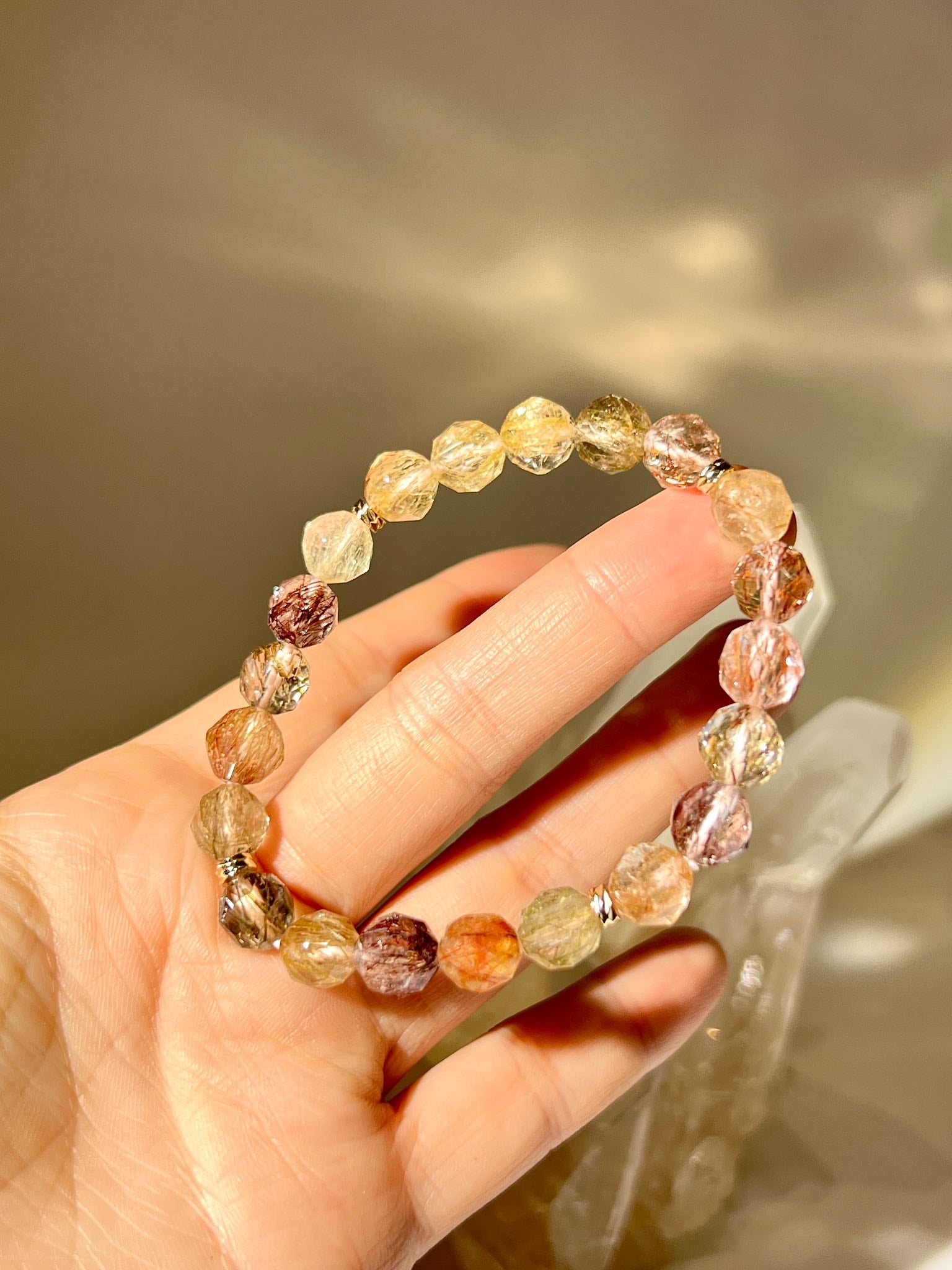 彩髮晶手鏈 金髮晶有什麼功效 銅髮晶有什麼功效 髮晶 金髮晶 銅髮晶 rutilated quartz bracelet