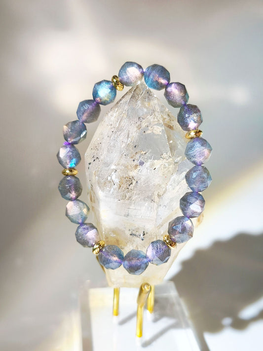 紫拉長 紫拉長水晶 灰月亮 拉長石 Labradorite 拉長石功效 拉長石手鏈 桃花水晶 人緣水晶 姻緣水晶 愛情水晶