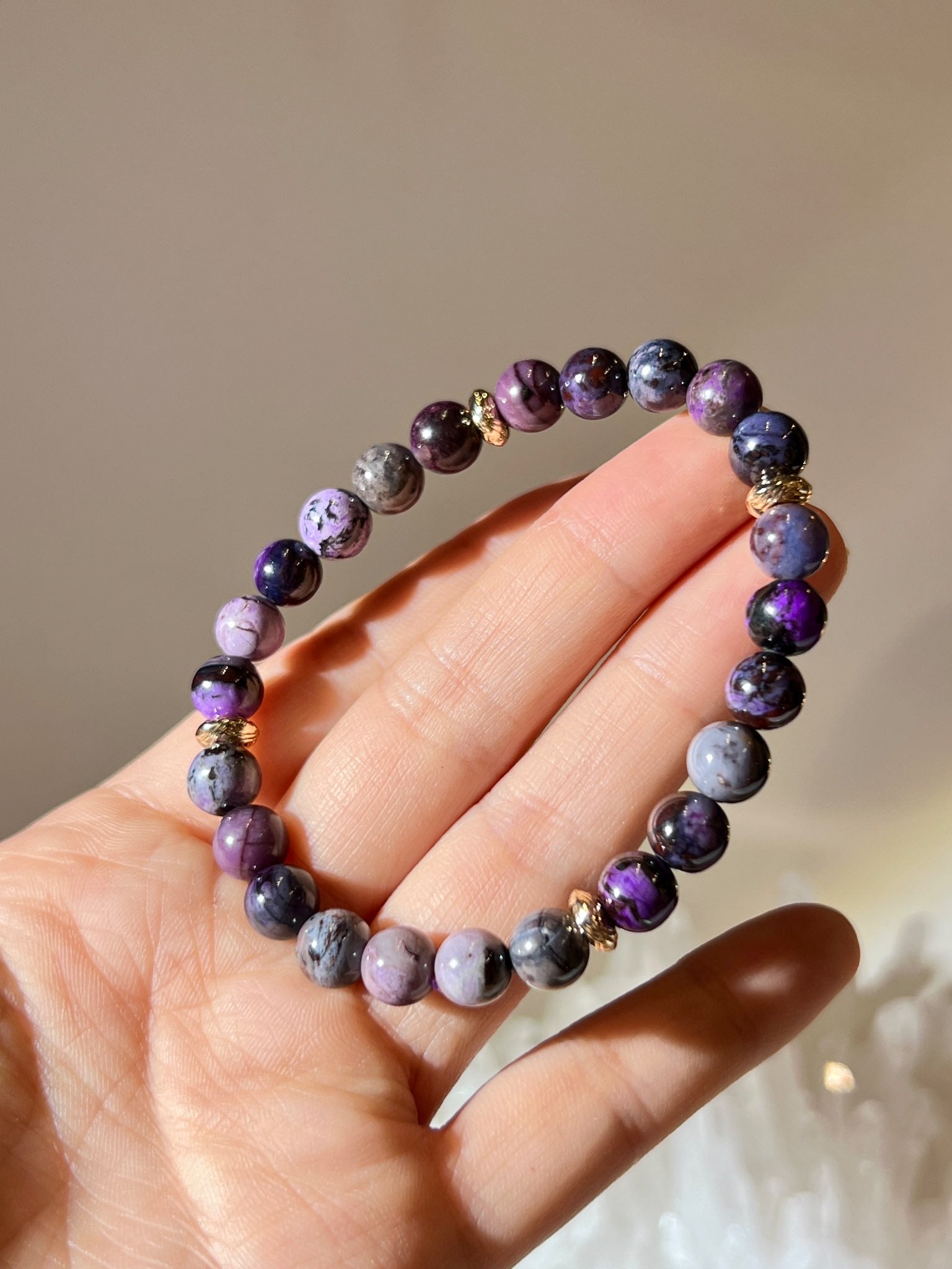 Sugilite Bracelet with natural violet patterns and energy balancing properties