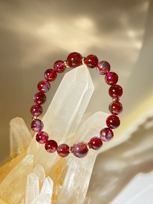 達碧茲極光23 手串 紅色極光23 極光23水晶 auralite23 traphiche bracelet namucrystal 