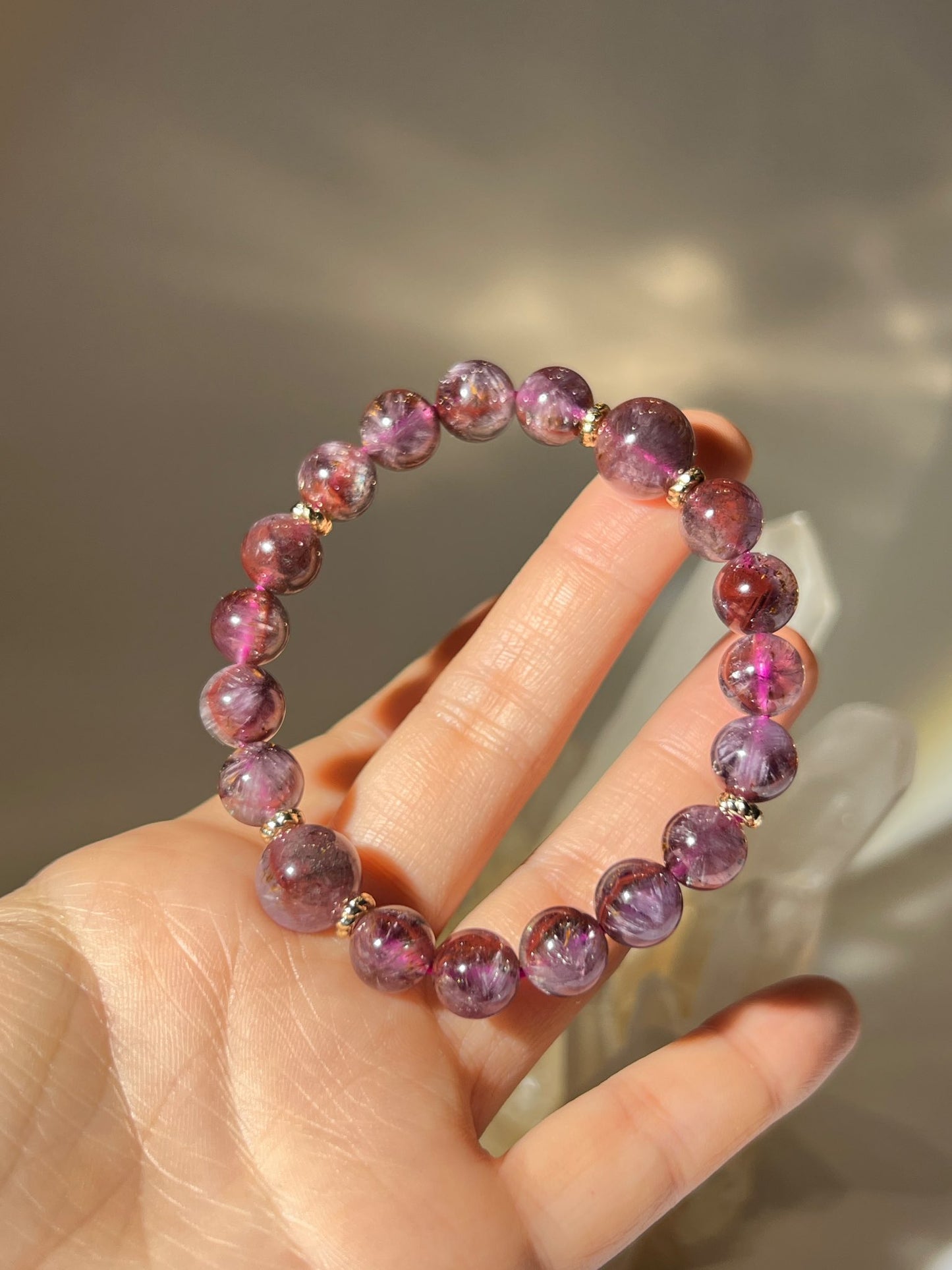 達碧茲極光23 手串 紅色極光23 極光23水晶 auralite23 traphiche bracelet namucrystal 