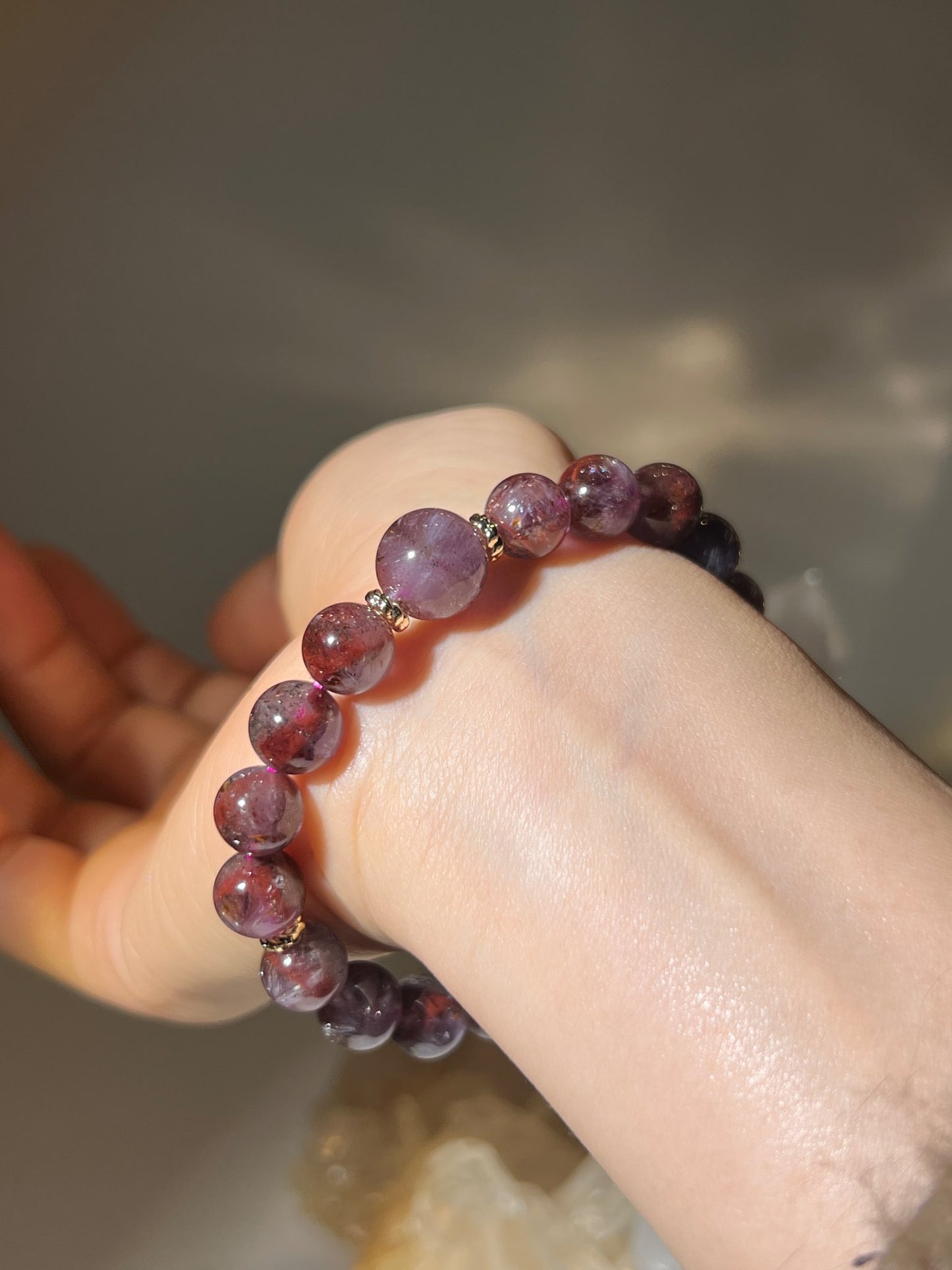 達碧茲極光23 手串 紅色極光23 極光23水晶 auralite23 traphiche bracelet namucrystal 