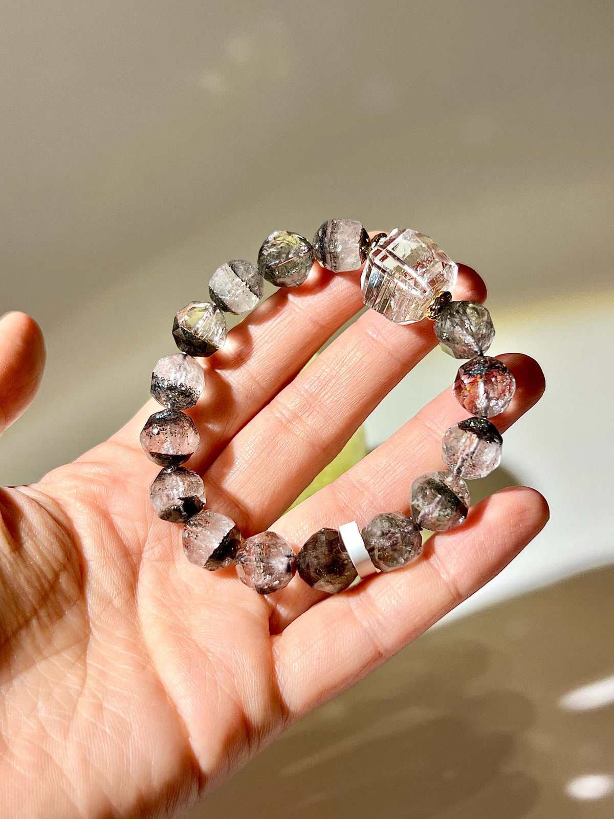 稀有黑極光23配列姆利亞原皮水晶手鏈 Black Auralite 23 Bracelet 全貌展示