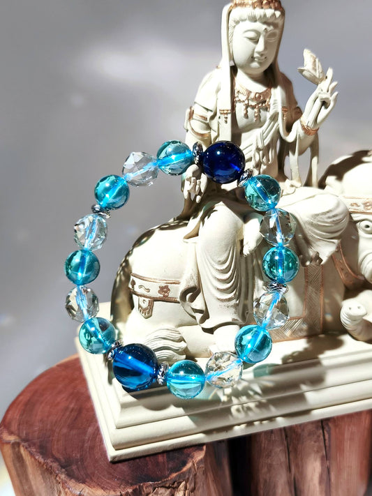 藍水龍珠 水龍珠 藍色水晶 藍色手串 水龍珠功效 佛教 加持飾物 水龍珠手鏈 香港水龍珠 招財手鏈 藍色水龍珠 彩色水龍珠 南無水晶 namucrystal