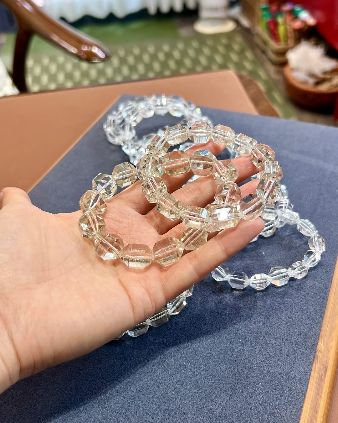 百搭放大招財水晶能量 黃金列姆利亞水晶手串 七脈輪與太陽輪淨化