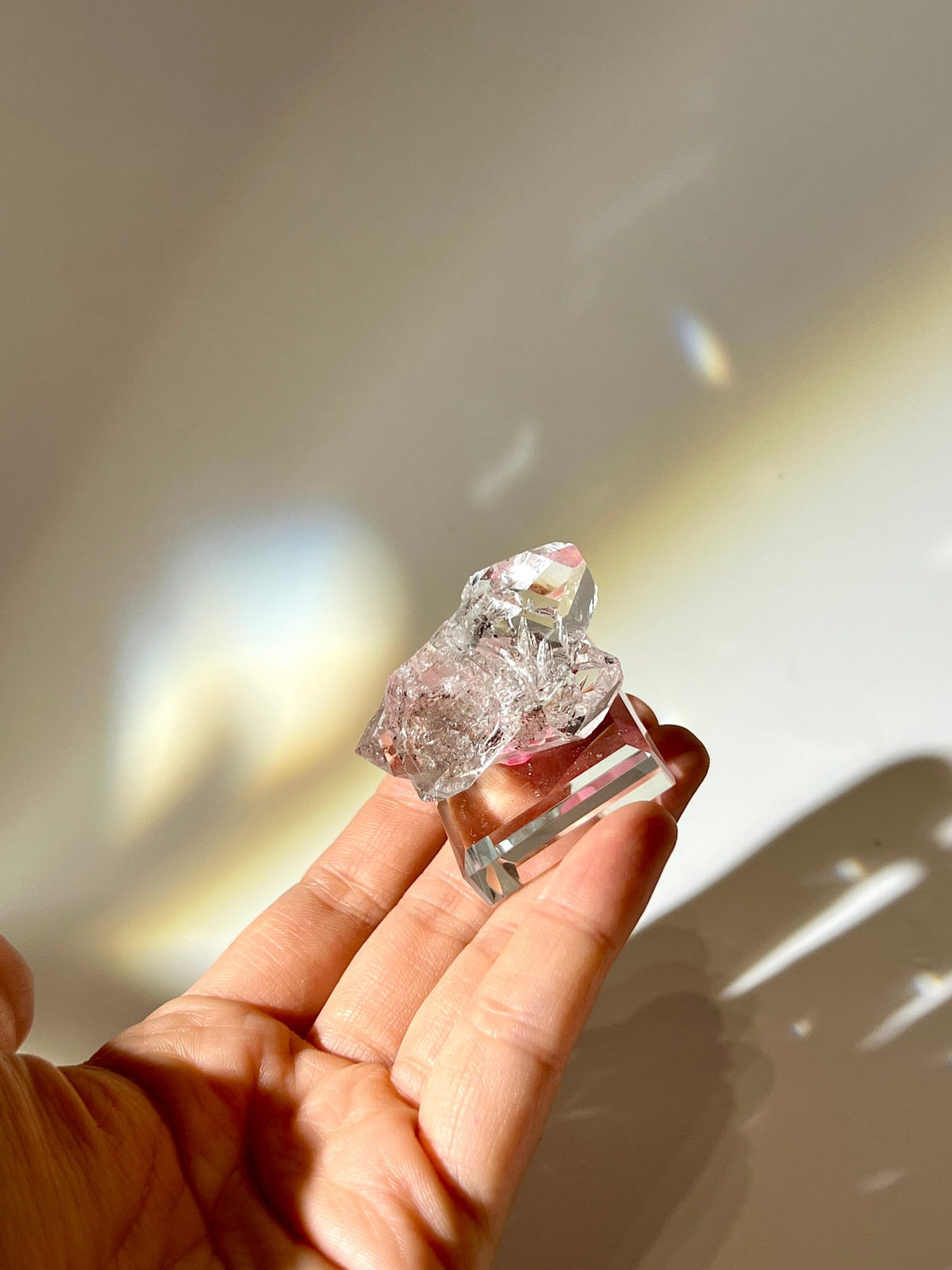 美國閃靈鑽原石21g｜Herkimer Diamond｜極通透側面晶面特寫