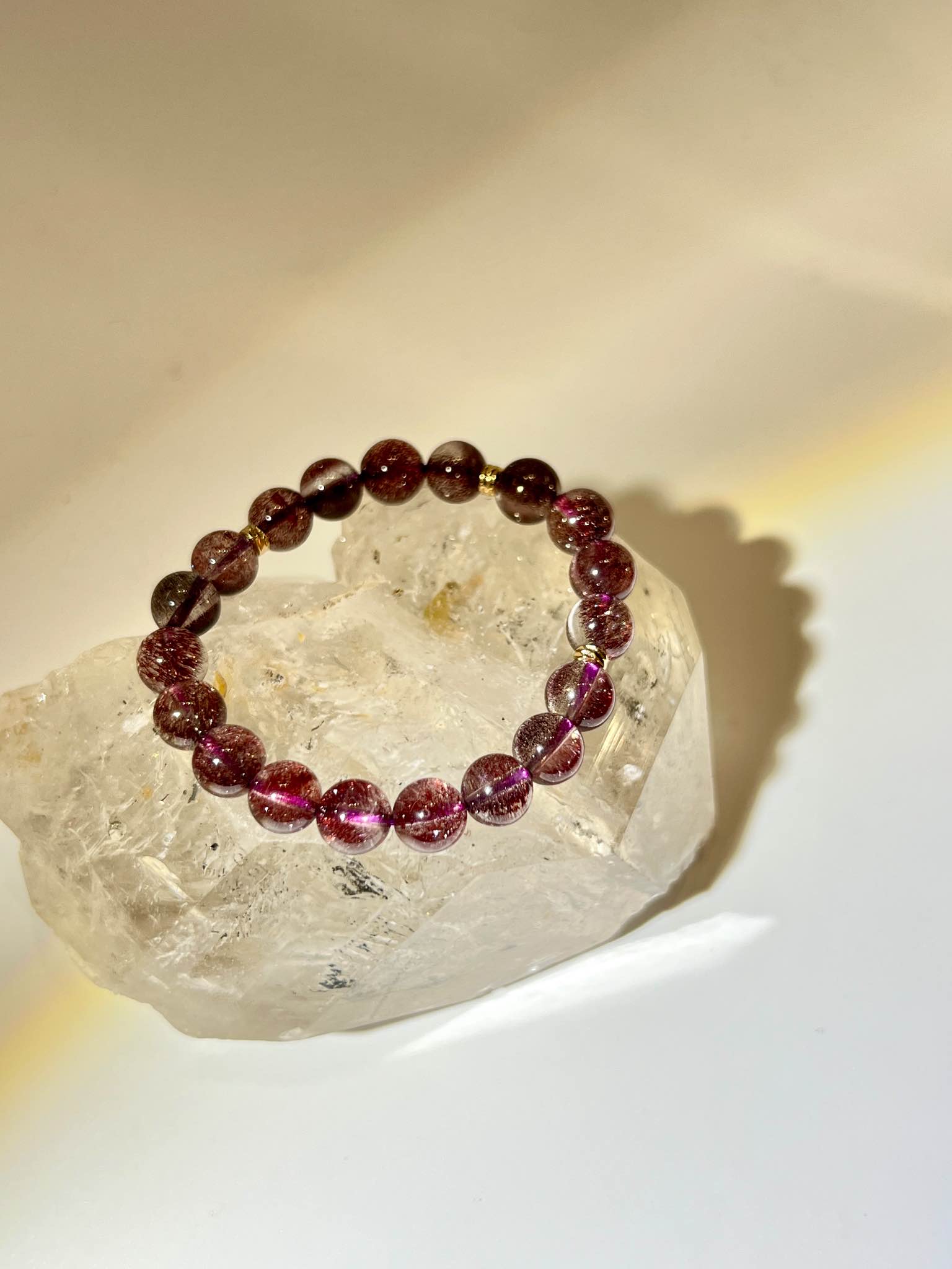 煙花超七 煙花紅超七 煙花超七水晶 紅超七 煙花超七手鏈 閃靈鑽 南無水晶 香港水晶 天然水晶