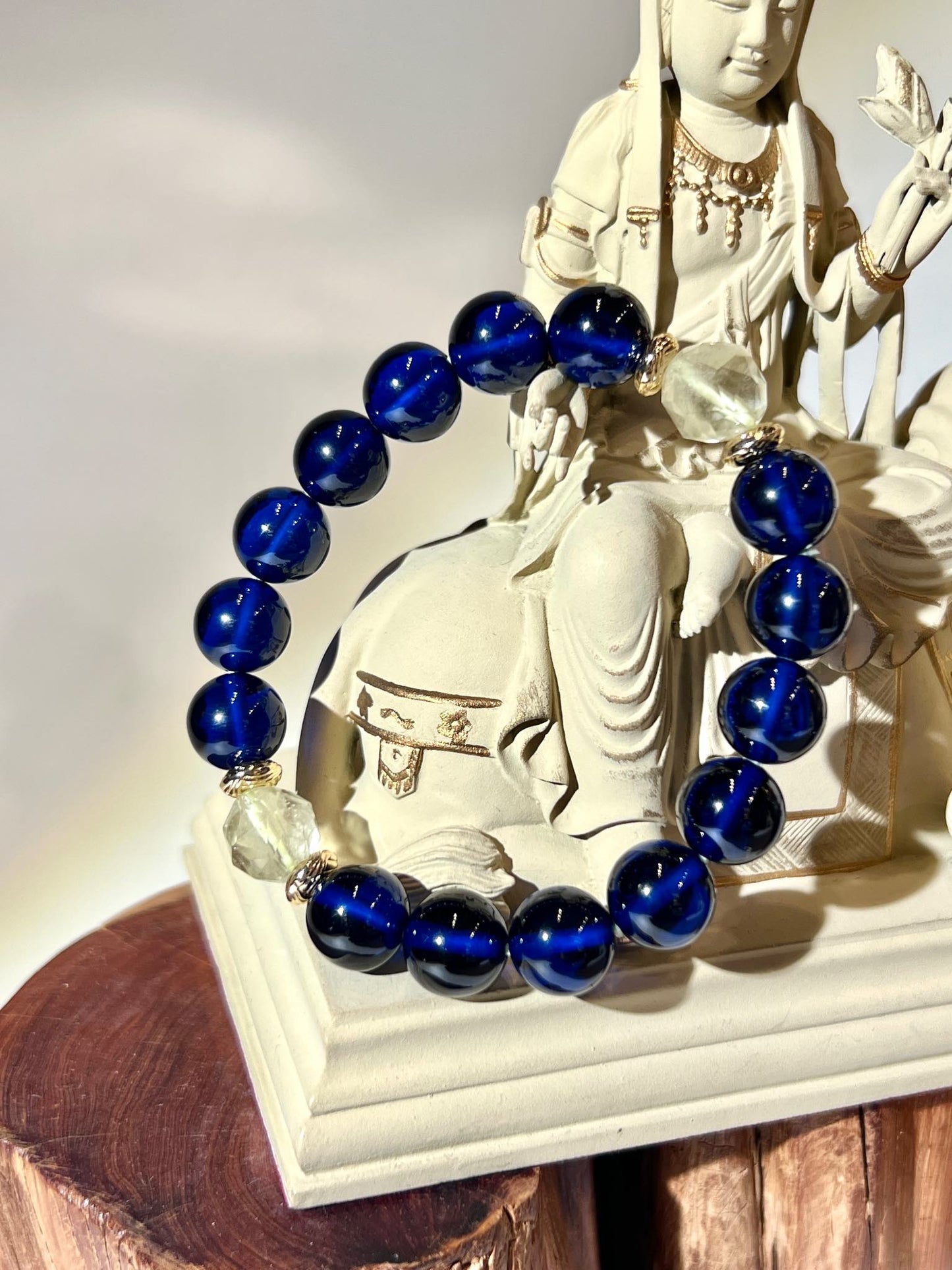 藥師佛藍水龍珠 10MM 配利比亞黃金隕石