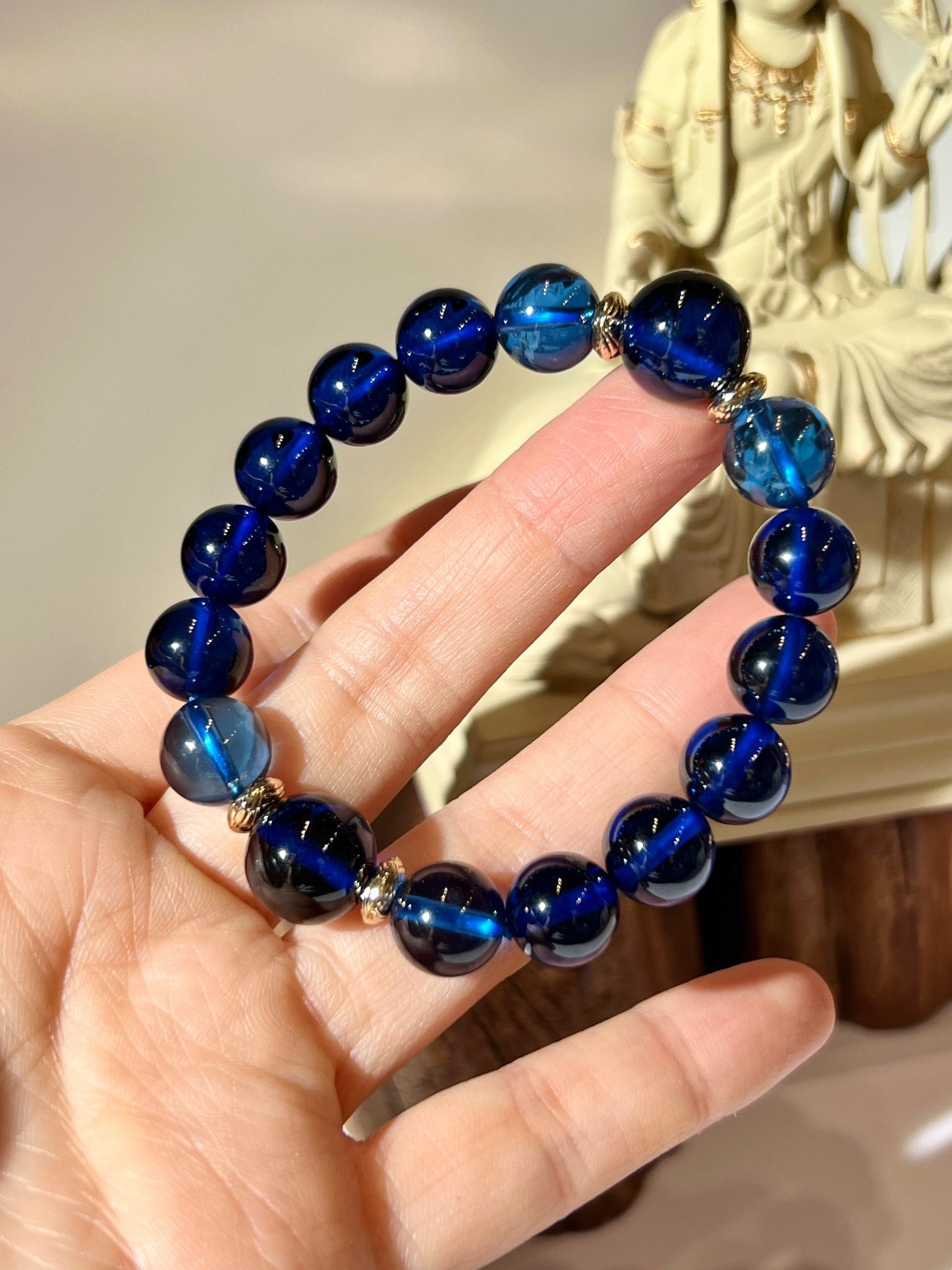雙色藍水龍珠喉輪水晶 bracelet