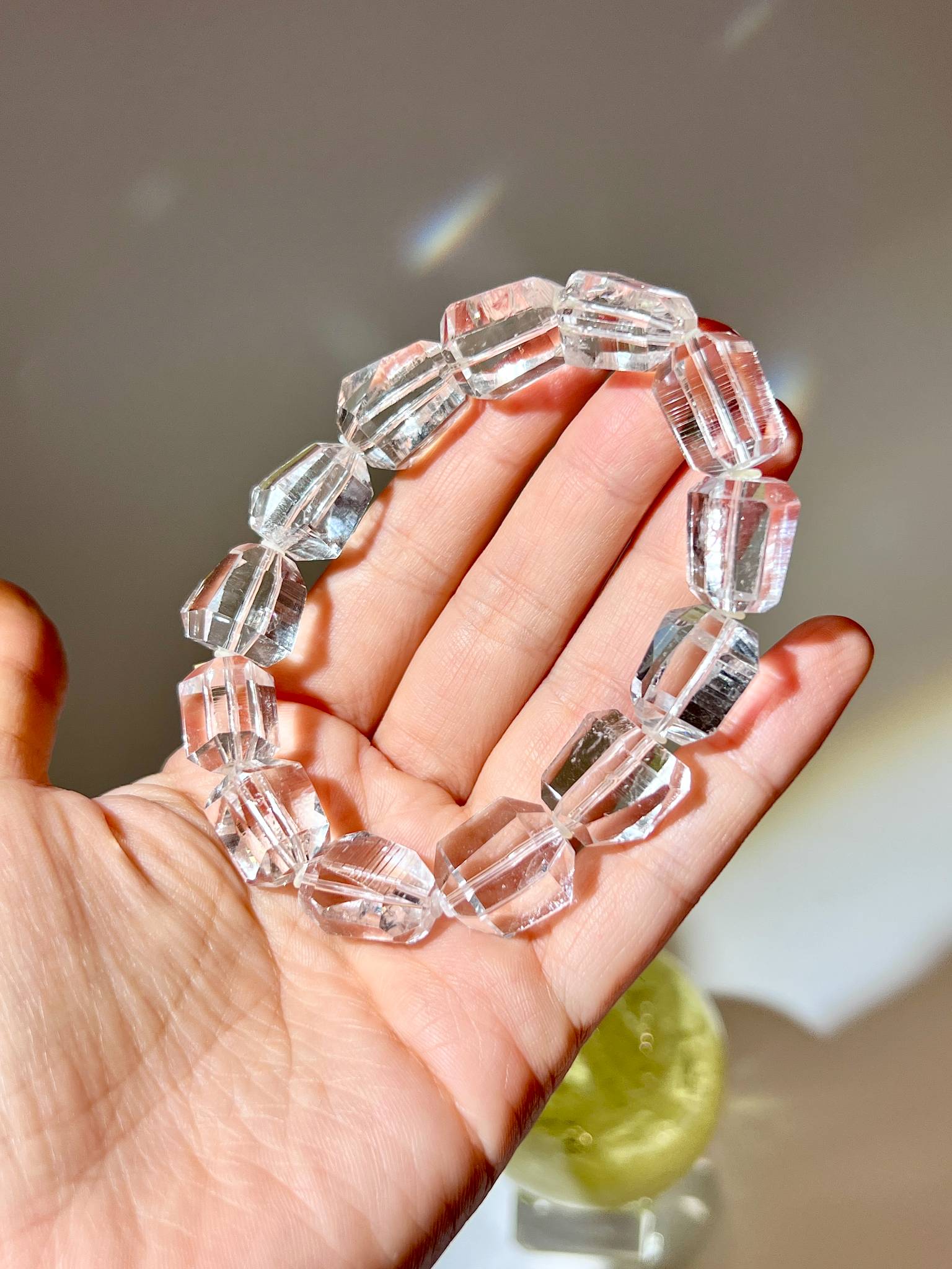 哥倫比亞 PB礦區列姆利亞原皮水晶手鏈 Colombian Lemurian Quartz Bracelet 全貌展示