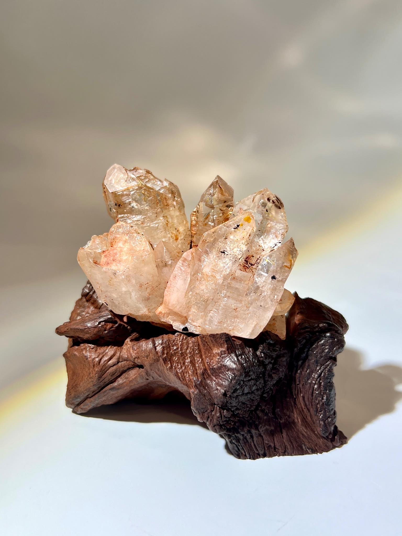 紅泥骸骨 泥骸骨水晶 骸骨水晶 骸骨閃靈鑽 膠花水晶 skeletal quartz Fenster quartz elestial quartz namucrystal 油膽水晶 鱷魚水晶