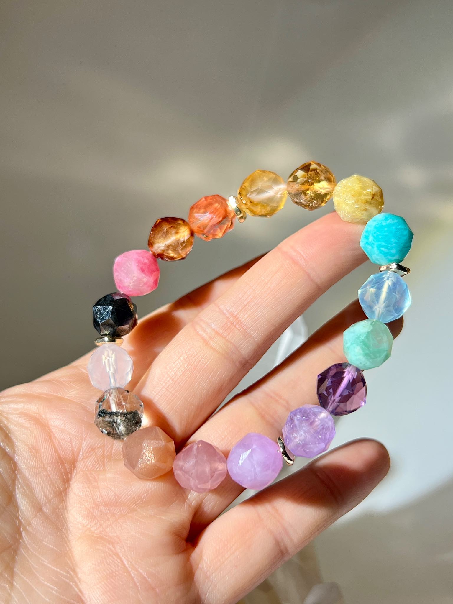 七輪水晶 七色水晶 7chakra crystal bracelet namucrystal 脈輪水晶