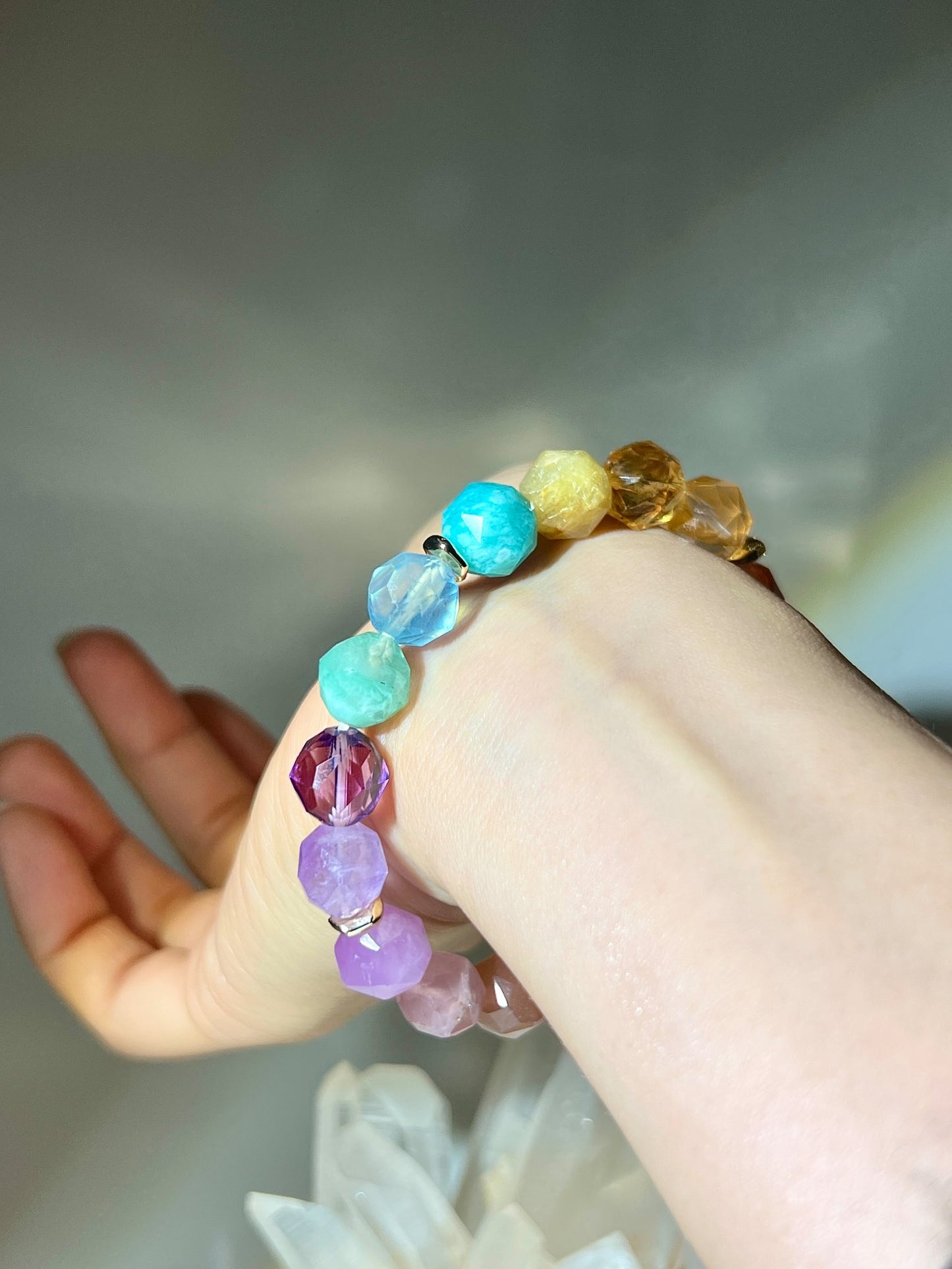 七輪水晶 七色水晶 7chakra crystal bracelet namucrystal 脈輪水晶