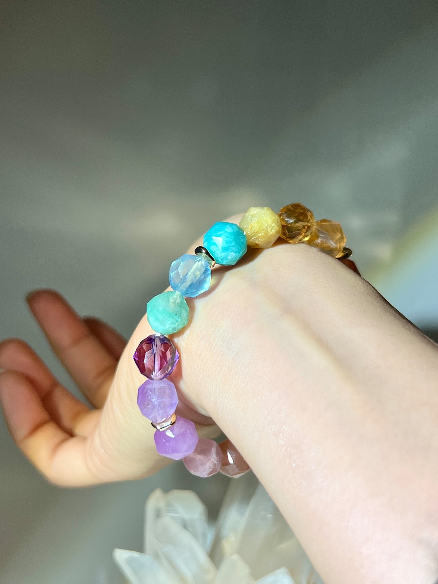 七輪水晶 七色水晶 7chakra crystal bracelet namucrystal 脈輪水晶